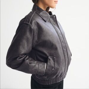 Vegan Leather Distressed Bomber
Jacket